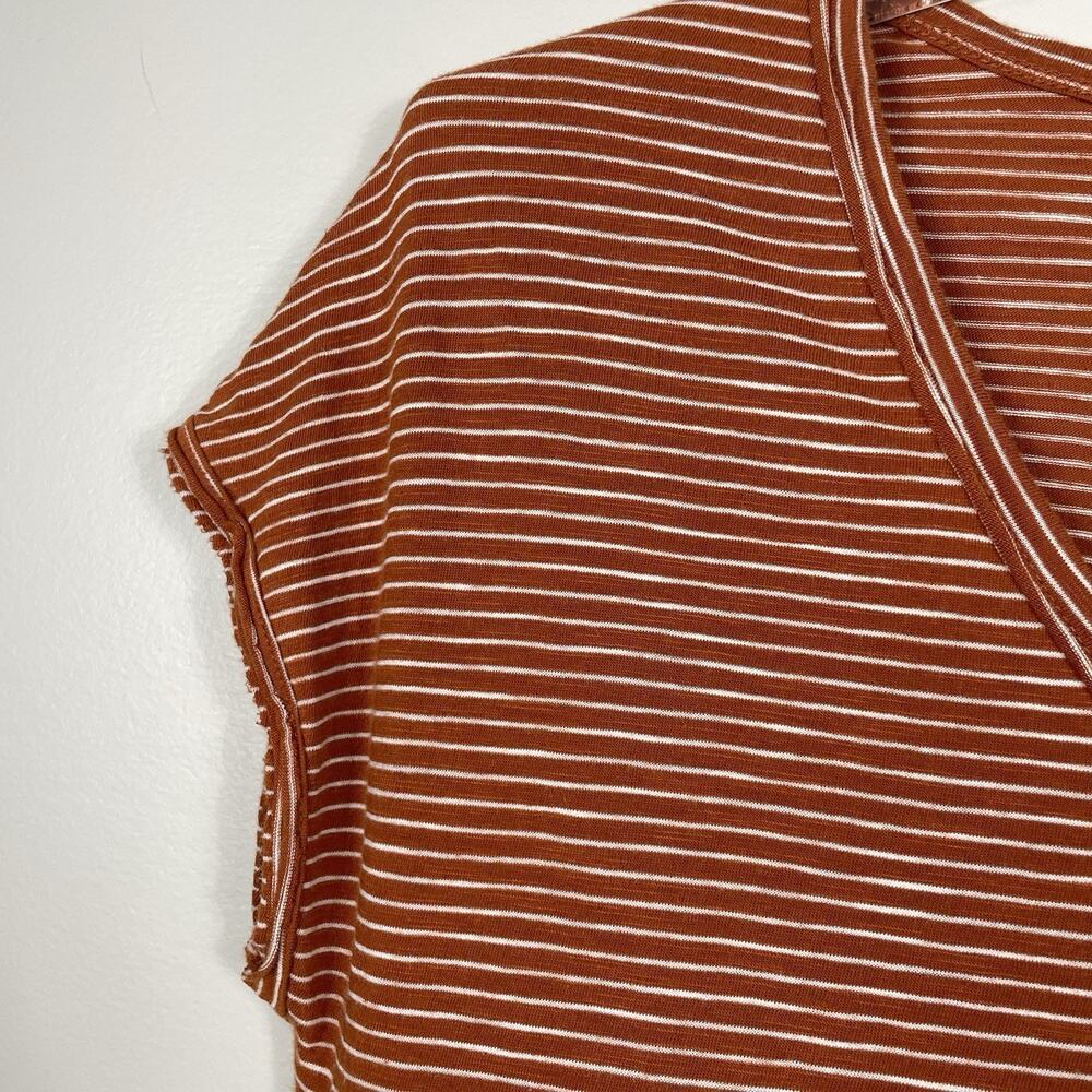 Pact Organic Cotton T-shirt Dress Women's M Burnt Orange Stripe Pockets Nautical - Picture 6 of 8